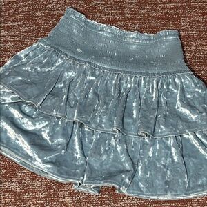 Aerie crushed velvet capri blue tiered smocked mini skirt y2k style women’s XS